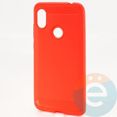Накладка силиконовая Carbon 360 на Xiaomi Redmi Note 6 Pro красная - фото 30119