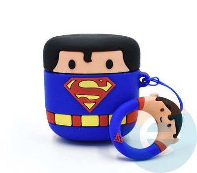 Чехол силиконовый объемный на Apple AirPods 1/2 Супермен - фото 30193