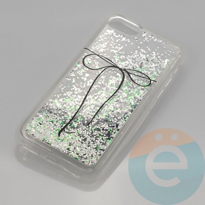 Накладка силиконовая Переливашка с жидкими блёстками на Apple iPhone 6/6s бантик - фото 30297
