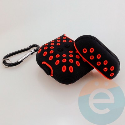 Чехол силиконовый Nike для наушников Apple AirPods 1/2 чёрно-красный 7 - фото 30584