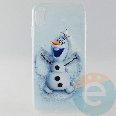 Накладка силиконовая с рисунком для iPhone XS Max Снеговик Олаф - фото 30992