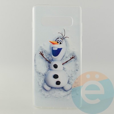 Накладка силиконовая с рисунком для Samsung S10+ Снеговик Олаф - фото 31016
