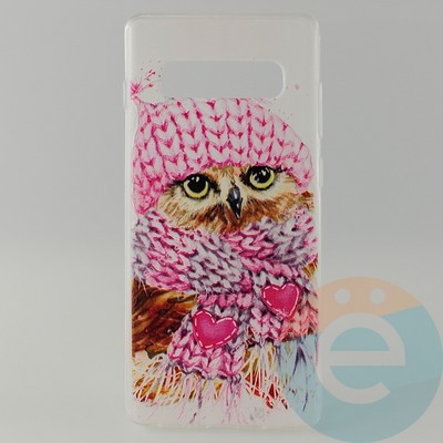 Накладка силиконовая с рисунком для Samsung S10+ Сова - фото 31023