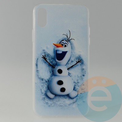Накладка силиконовая с рисунком для iPhone X\Xs Снеговик Олаф - фото 31064