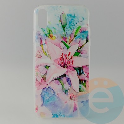 Накладка силиконовая с рисунком для iPhone X\Xs Цветы - фото 31068