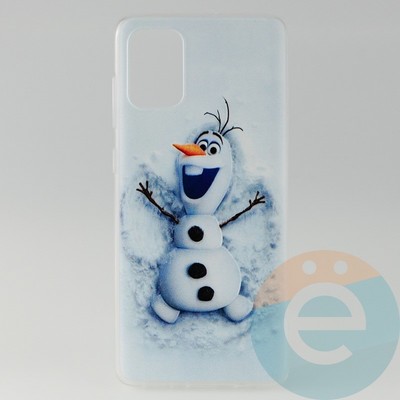 Накладка силиконовая с рисунком для Samsung A71 Снеговик Олаф - фото 31191