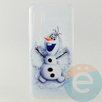 Накладка силиконовая с рисунком для Xiaomi Mi Note 10 Снеговик Олаф - фото 31260