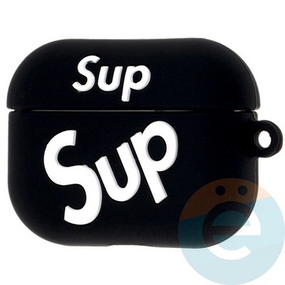 Чехол силиконовый объемный на Apple AirPods Pro Supreme черный - фото 31353