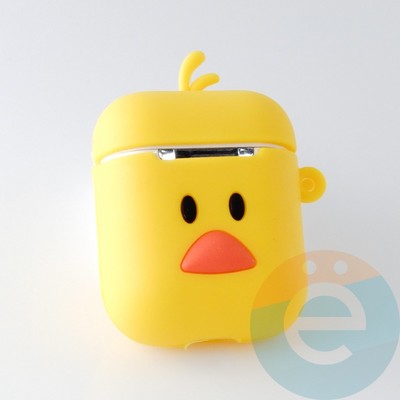 Чехол силиконовый объемный на Apple AirPods 1/2 уточка жёлтая - фото 31592