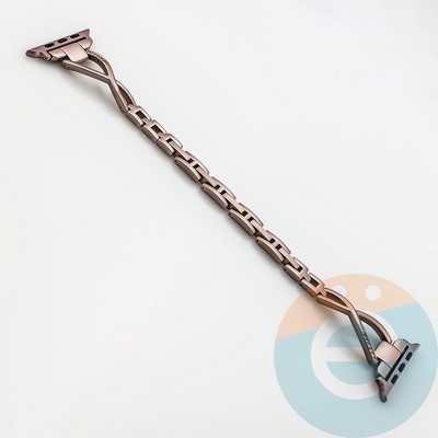 Металлический ремешок со стразами для Apple Watch 42 mm розовое золото - фото 34311