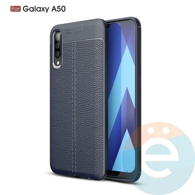 Накладка силиконовая 360 с кожаными вставками на Samsung Galaxy A50 синяя - фото 34872