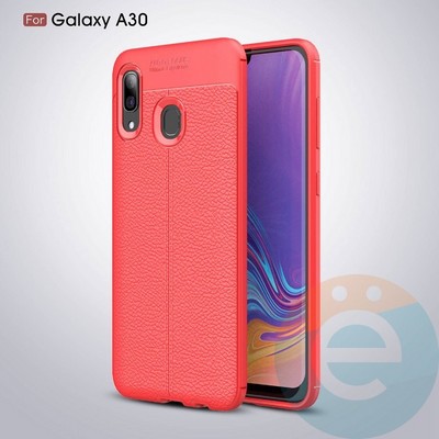Накладка силиконовая 360 с кожаными вставками на Samsung Galaxy A30 красная - фото 34878