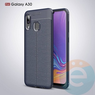 Накладка силиконовая 360 с кожаными вставками на Samsung Galaxy A30 синяя - фото 34881