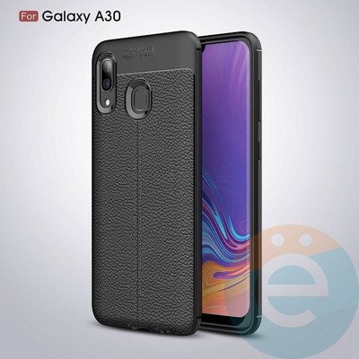 Накладка силиконовая 360 с кожаными вставками на Samsung Galaxy A30 черная - фото 34884