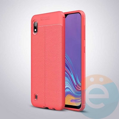 Накладка силиконовая 360 с кожаными вставками на Samsung Galaxy A10 красная - фото 34889