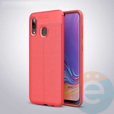 Накладка силиконовая 360 с кожаными вставками на Samsung Galaxy A40 красная - фото 34899