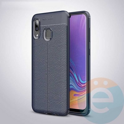 Накладка силиконовая 360 с кожаными вставками на Samsung Galaxy A40 синяя - фото 34901