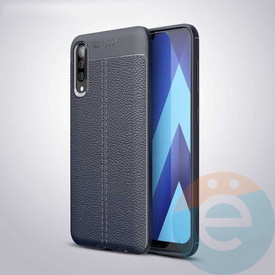 Накладка силиконовая 360 с кожаными вставками на Samsung Galaxy A70 синяя - фото 34906