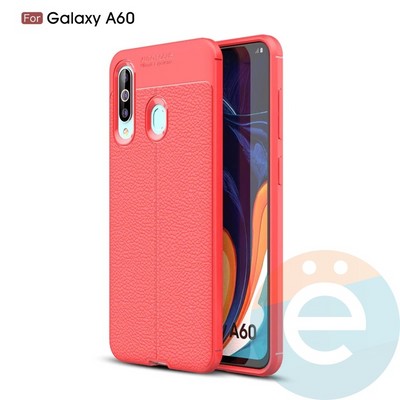 Накладка силиконовая 360 с кожаными вставками на Samsung Galaxy A60 красная - фото 34914