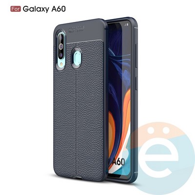 Накладка силиконовая 360 с кожаными вставками на Samsung Galaxy A60 синяя - фото 34917