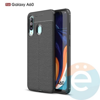 Накладка силиконовая 360 с кожаными вставками на Samsung Galaxy A60 черная - фото 34920