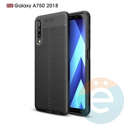 Накладка силиконовая 360 с кожаными вставками на Samsung Galaxy A7 2018 черная - фото 34926