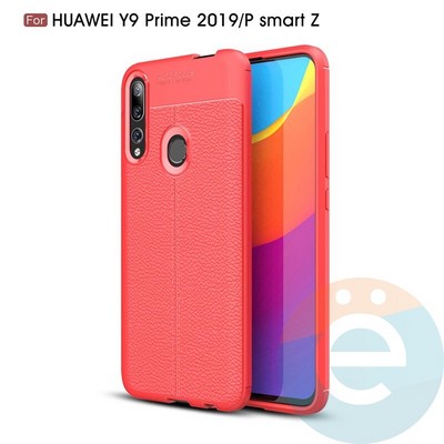 Накладка силиконовая 360 с кожаными вставками на Huawei P smart Z красная - фото 34935
