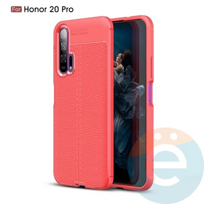 Накладка силиконовая 360 с кожаными вставками на Huawei Honor 20 Pro красная - фото 34956