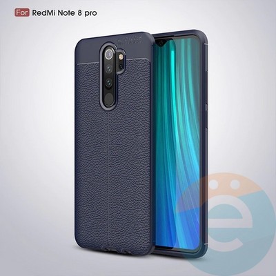 Накладка силиконовая 360 с кожаными вставками на Xiaomi Redmi Note 8 Pro синяя - фото 34974