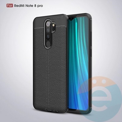 Накладка силиконовая 360 с кожаными вставками на Xiaomi Redmi Note 8 Pro черная - фото 34979