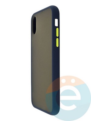 Накладка пластиковая с силиконовой окантовкой для iPhone X/XS синяя - фото 35019