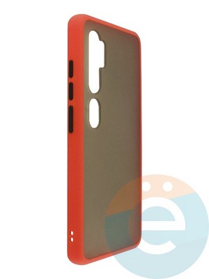 Накладка пластиковая с силиконовой окантовкой для Xiaomi Mi Note 10 красная - фото 35115