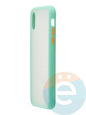 Накладка пластиковая с силиконовой окантовкой для iPhone X/Xs бирюзовая - фото 35246