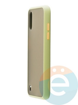 Накладка пластиковая с силиконовой окантовкой для Samsung Galaxy A01 хаки - фото 35280