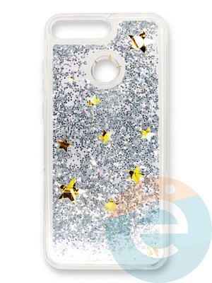 Накладка силиконовая Переливашка с жидкими блёстками на Huawei Y6 2018/Honor 7A Pro звездное небо - фото 35356