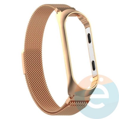Металлический ремешок Milanese Band для Xiaomi Mi band 4 золотистый - фото 35432