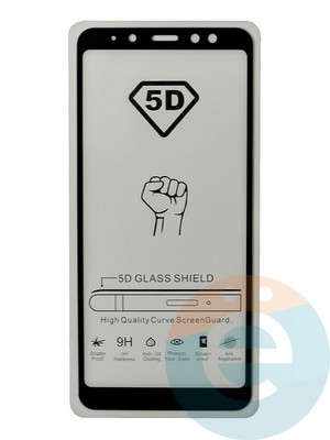 Защитное стекло 9D с полной проклейкой на Samsung Galaxy A8 Plus черное - фото 35487