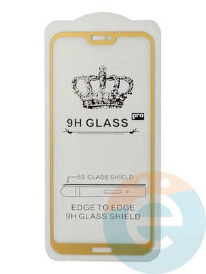 Защитное стекло 9D с полной проклейкой на Huawei P20 Lite золотистое - фото 35510
