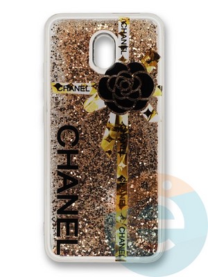 Накладка силиконовая Переливашка с жидкими блёстками на Xiaomi Redmi 8A цветок - фото 35609