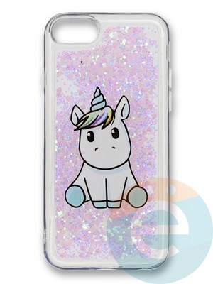 Накладка силиконовая Переливашка с жидкими блёстками на Apple iPhone 7/8 Plus единорожек - фото 35705