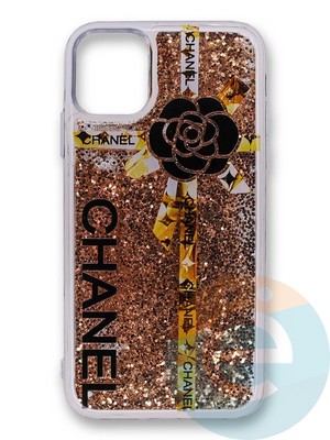 Накладка силиконовая Переливашка с жидкими блёстками на Apple iPhone 11 Pro Max цветок - фото 35635