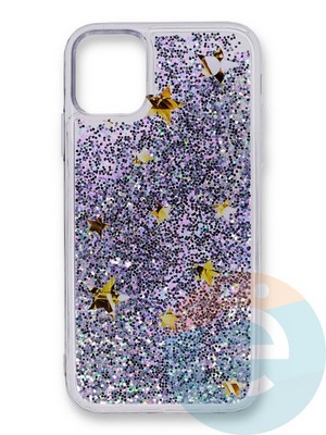 Накладка силиконовая Переливашка с жидкими блёстками на Apple iPhone 11 Pro Max звездное небо - фото 35686
