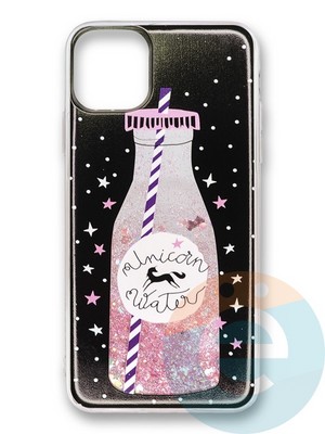 Накладка силиконовая Переливашка с жидкими блёстками на Apple iPhone 11 Pro бутылка лимонада - фото 35826