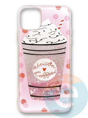 Накладка силиконовая Переливашка с жидкими блёстками на Apple iPhone 11 Pro мороженое - фото 35833