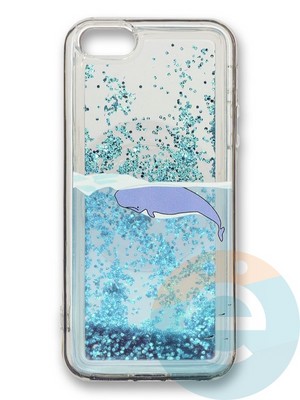 Накладка силиконовая Переливашка с жидкими блёстками на Apple iPhone 5/5s/SE кит - фото 35789