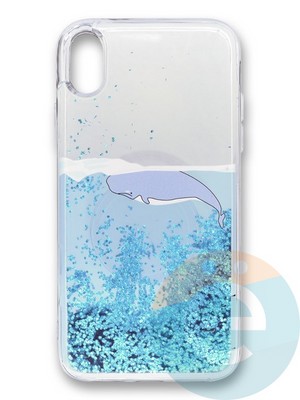 Накладка силиконовая Переливашка с жидкими блёстками на Apple iPhone Xs Max кит - фото 35851