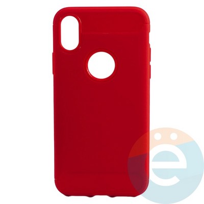 Накладка силиконовая Carbon 360 на Apple Iphone X/Xs красная - фото 35777
