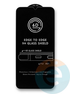 Защитное стекло 6D с полной проклейкой на Samsung Galaxy A01 черное - фото 35859