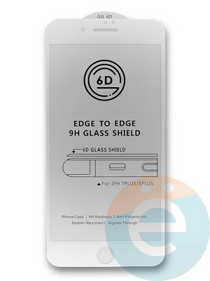Защитное стекло 6D с полной проклейкой на Apple IPhone 7Plus/8Plus белое - фото 35864