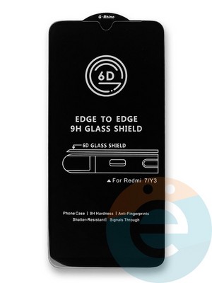 Защитное стекло 6D с полной проклейкой на Xiaomi Redmi 7 черное - фото 35872